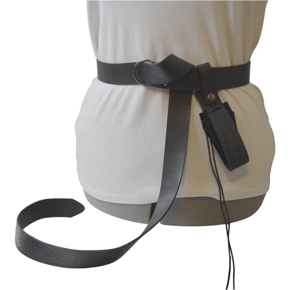 Celtic Viking Black Wrap Belt & Drawstring Pouch Ren Faire LARP Cosplay - Picture 8 of 14